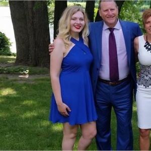 Royal Blue Criss Criss Front Dress- size small, from Express